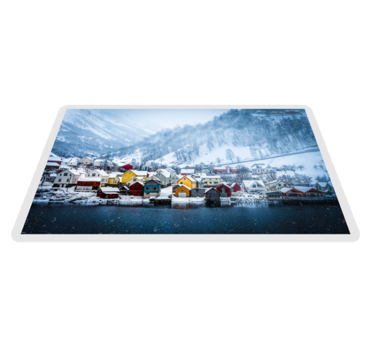 Tapis vinyle nature village d'hiver pittoresque - TenStickers