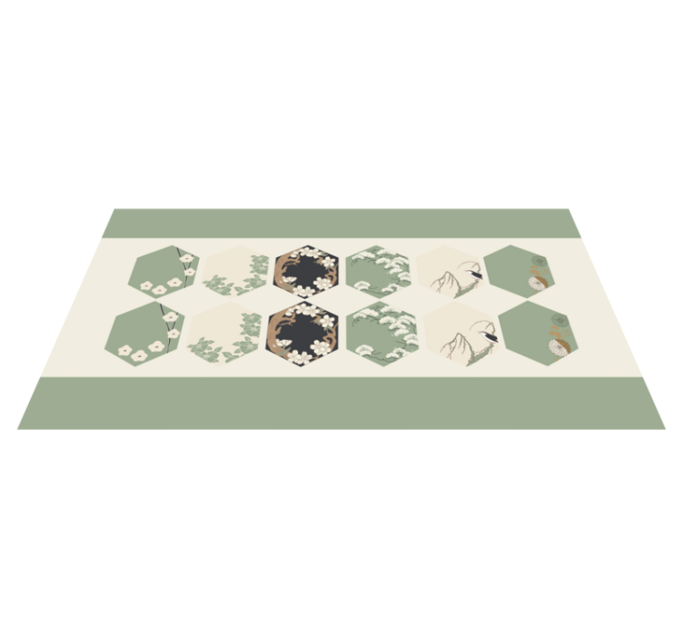 Tapis vinyle fleurs et plantes hexagones floraux - TenStickers