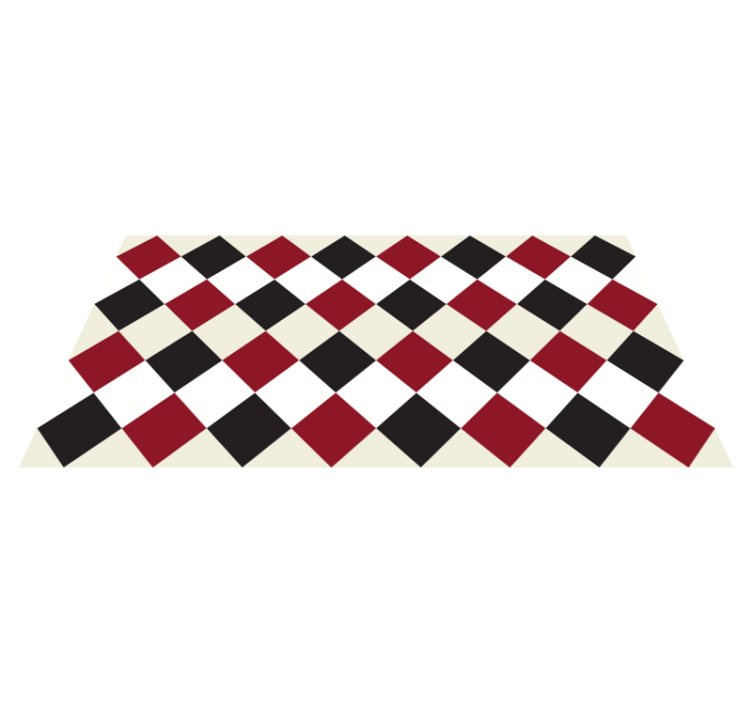 Tapis vinyle cuisine carreaux losanges rouges et noirs - TenStickers