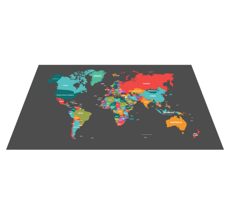 Tapis vinyle carte du monde carte teintée - TenStickers