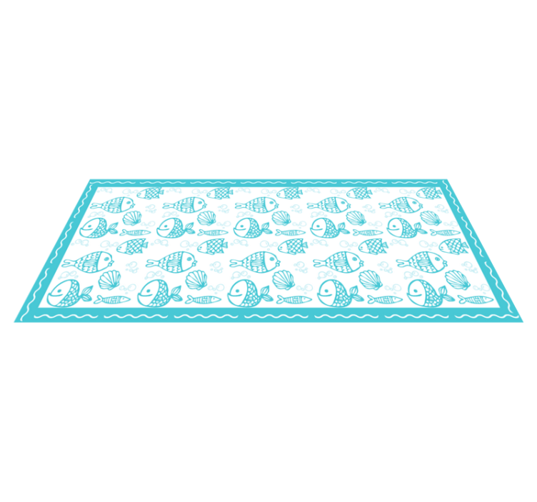 Tapis vinyle cuisine animaux aquatiques bleus - TenStickers