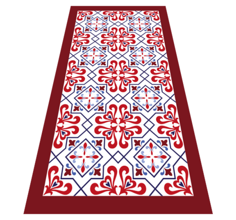 Tapis vinyle cuisine motif floral rouge - TenStickers