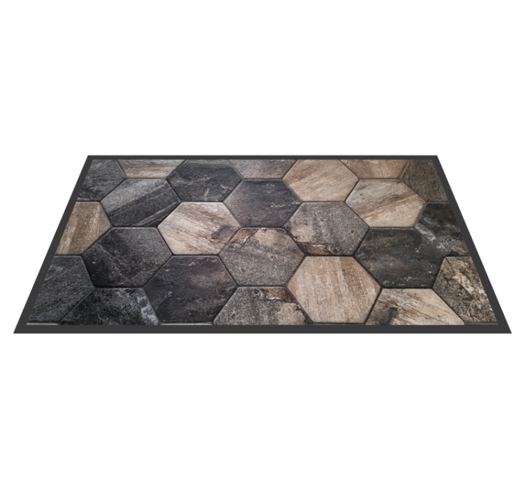 Tapis vinyle pierre motif hexagonal gris - TenStickers