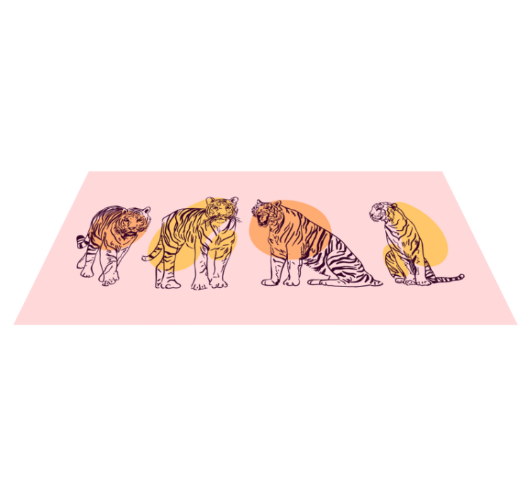 Tapis vinyle animal illustration encadrée de tigre - TenStickers