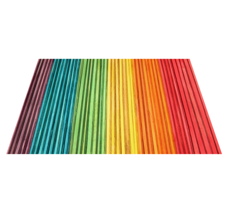 Tapis vinyle imitation parquet couches à rayures arc-en-ciel - TenStickers