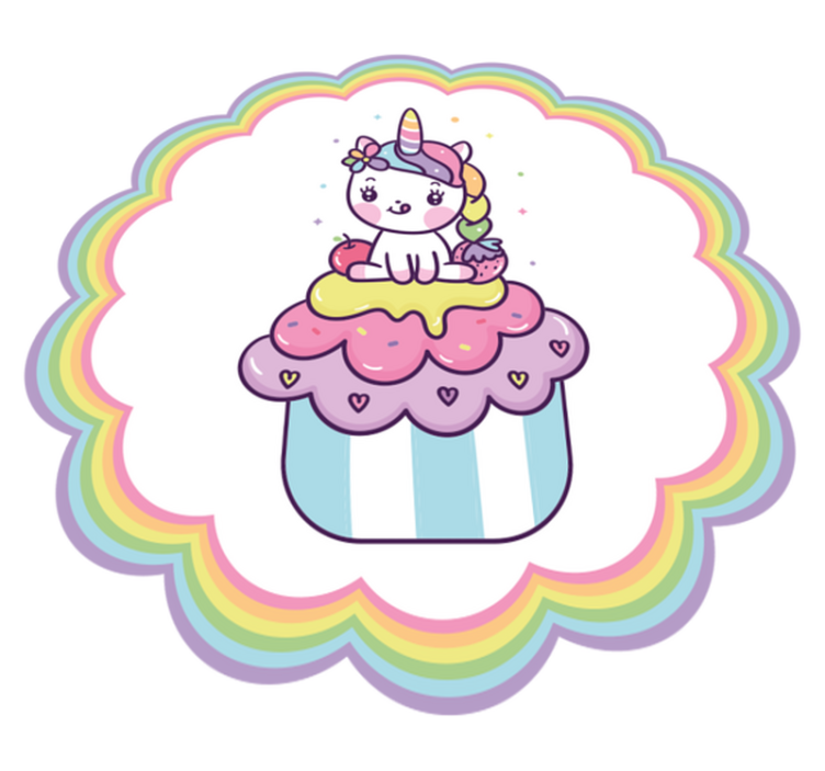 Tapis vinyle pour enfants licorne dans un cupcake - TenStickers