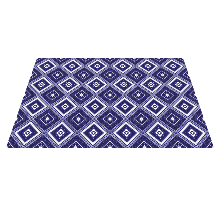 Tapis vinyle carreaux de ciment motif diamant bleu - TenStickers