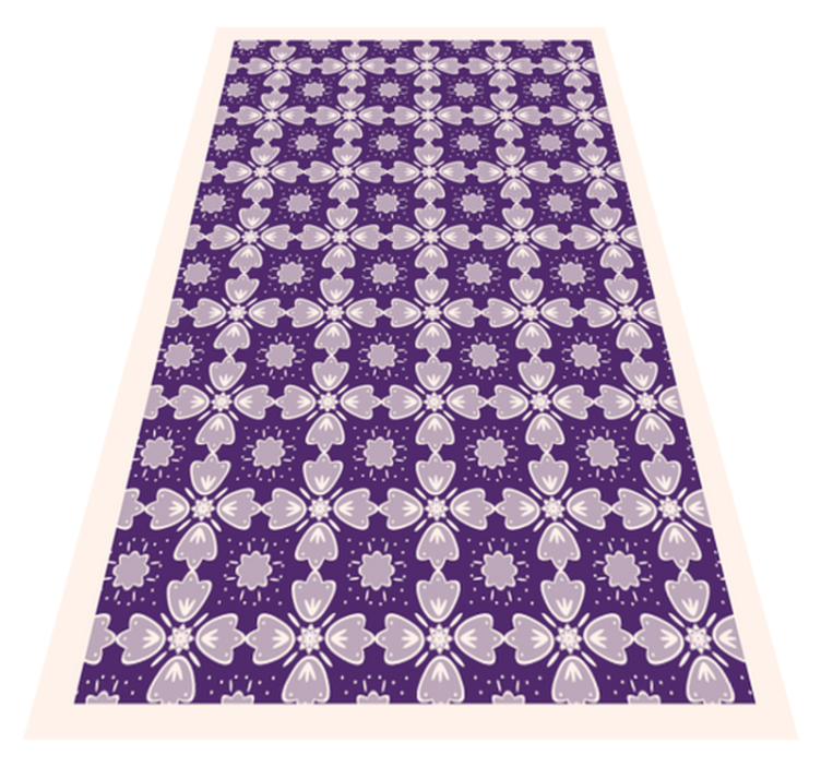 Tapis vinyle fleurs et plantes design carreaux violets - TenStickers