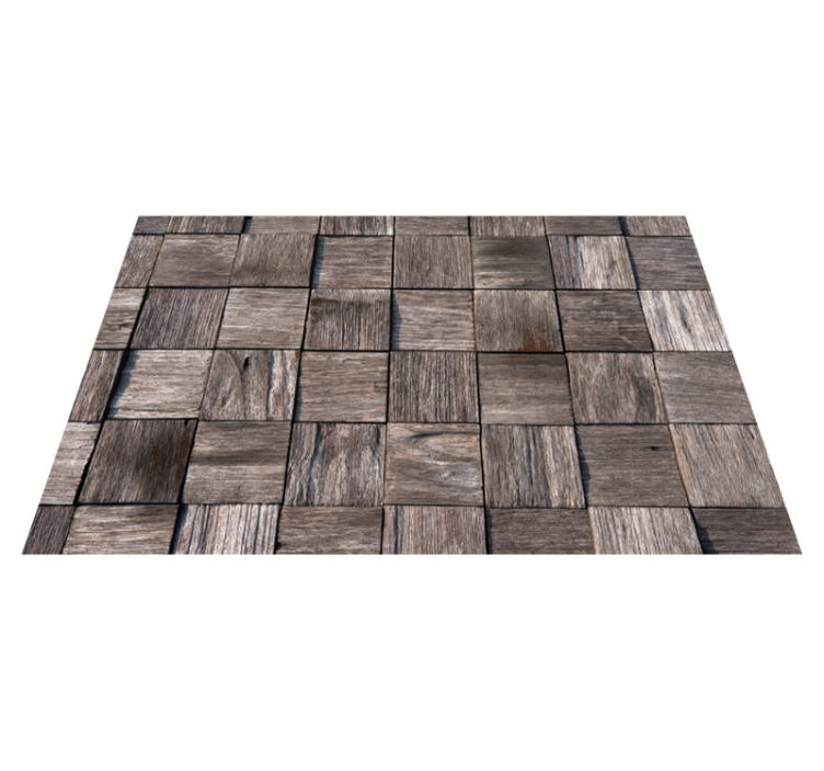 Tapis vinyle imitation parquet conception de carrés gris - TenStickers