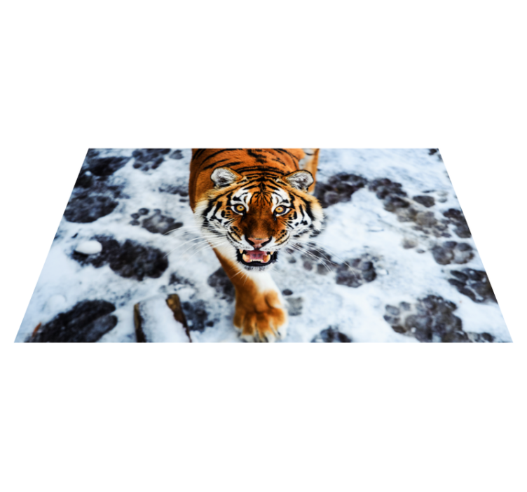 Tapis vinyle animal position du tigre féroce - TenStickers