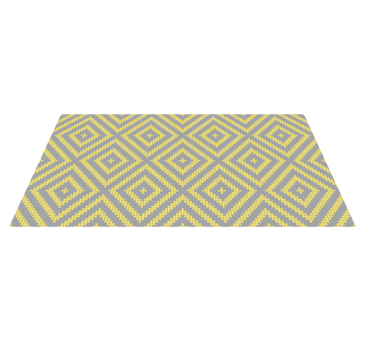 Tapis vinyles géométriques motif carré jaune et gris - TenStickers