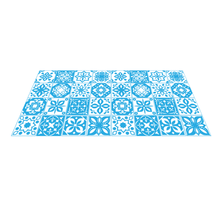 Tapis vinyle carreaux de ciment motif à motifs bleus - TenStickers