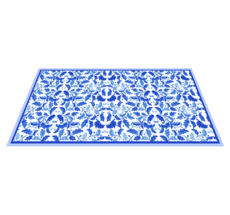 Tapis vinyle texture motifs floraux bleus - TenStickers