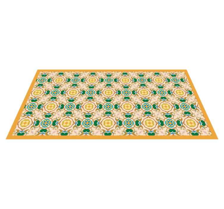 Tapis vinyle salle de bain ornements floraux beiges - TenStickers