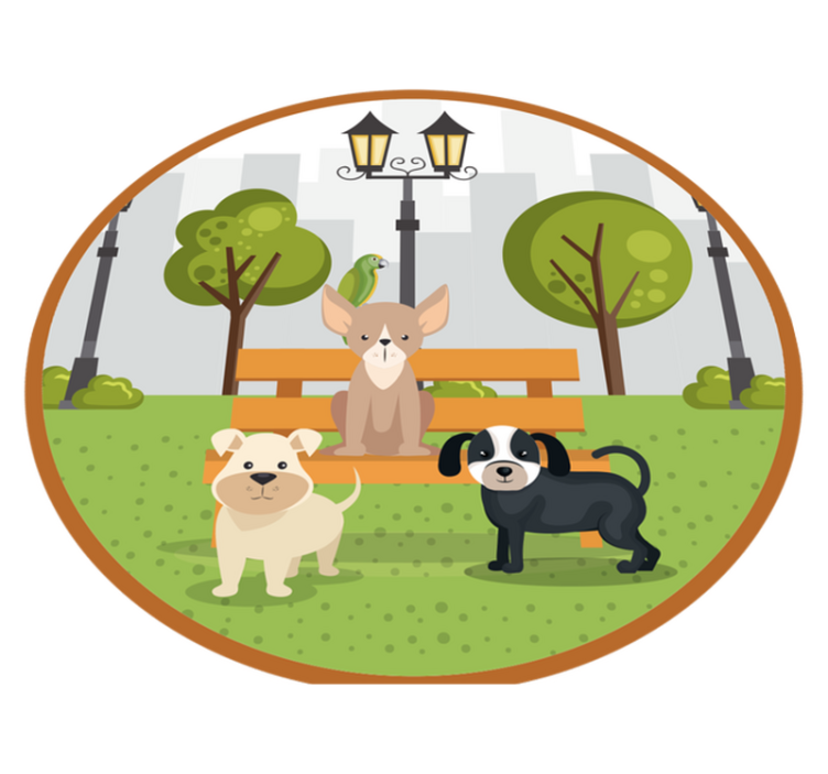Tapis vinyle animal chiens dans le parc - TenStickers