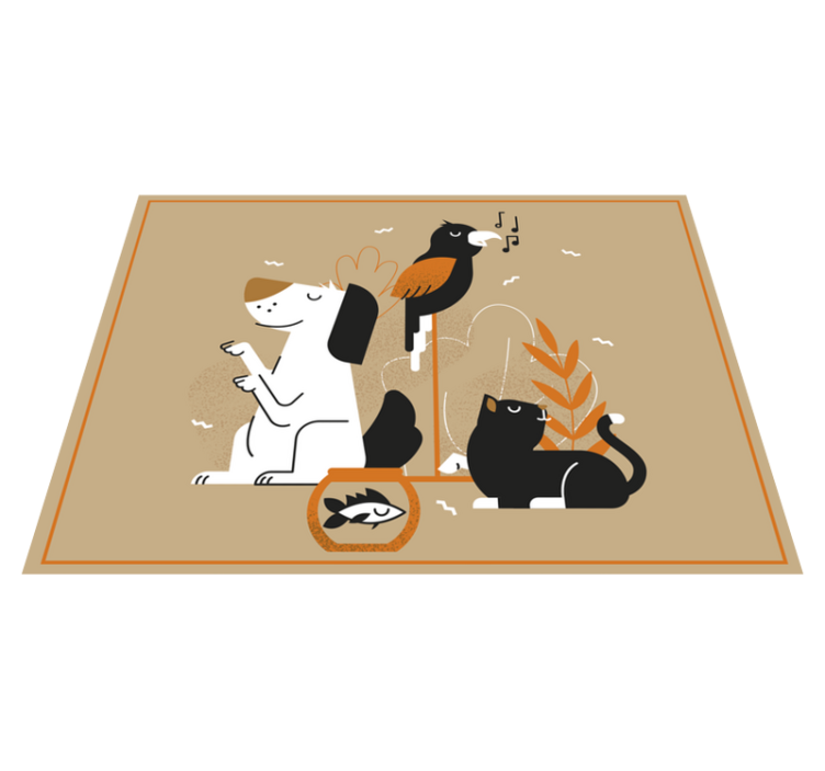Tapis vinyle animal illustration beige de compagnon - TenStickers