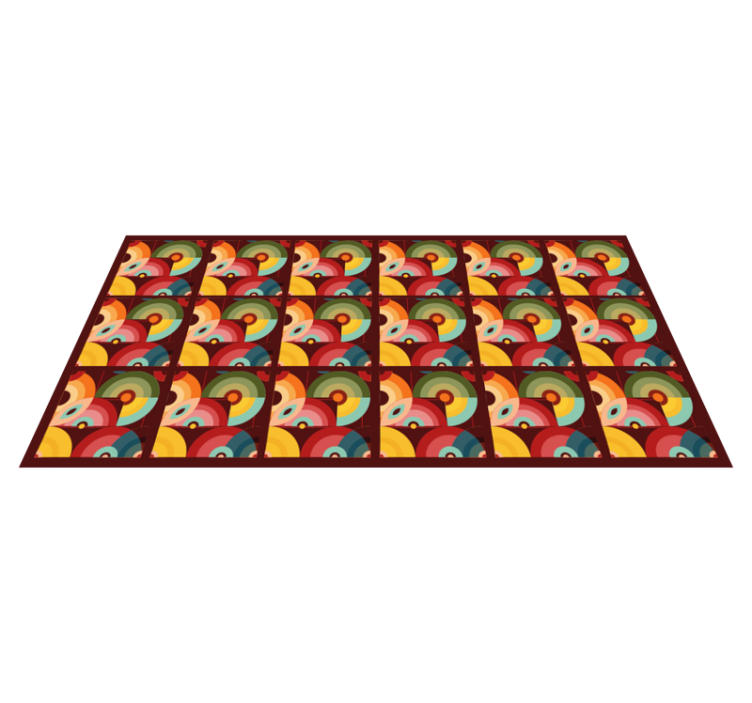 Tapis vinyle rétro figures rondes colorées vintage - TenStickers