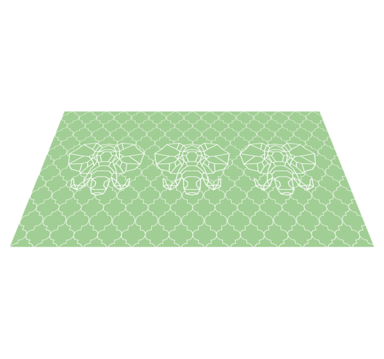 Tapis vinyle animal éléphants géométriques verts - TenStickers
