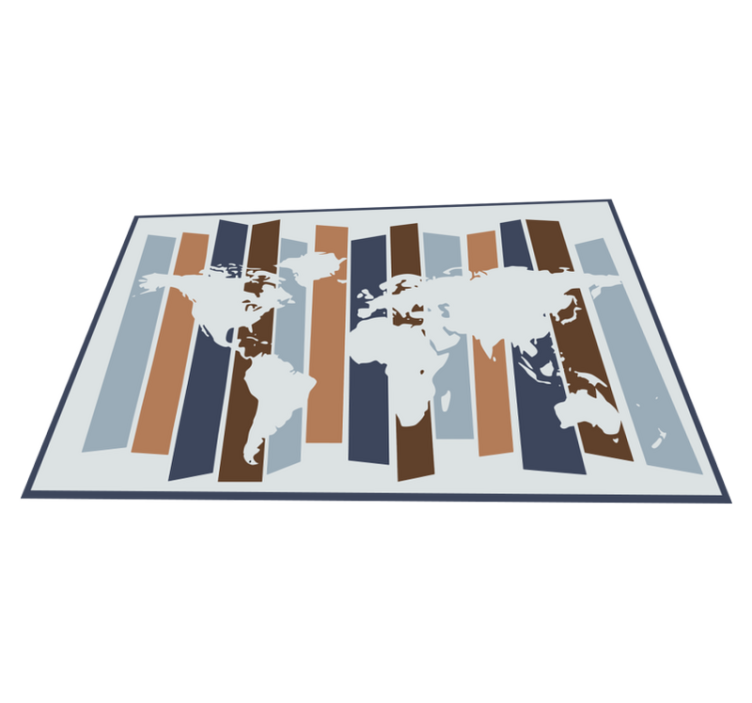 Tapis vinyle carte du monde motif à rayures abstraites - TenStickers