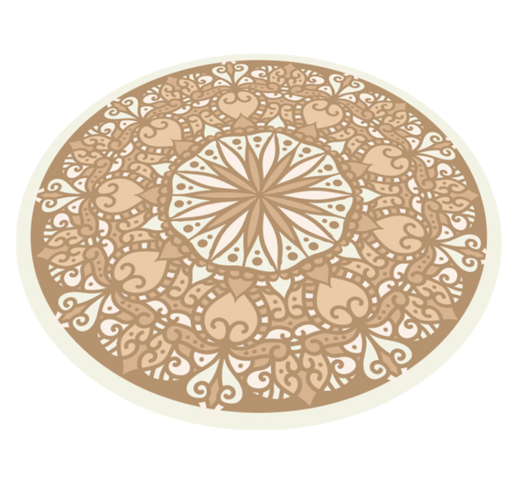 Tapis vinyle mandala design circulaire élégant beige - TenStickers