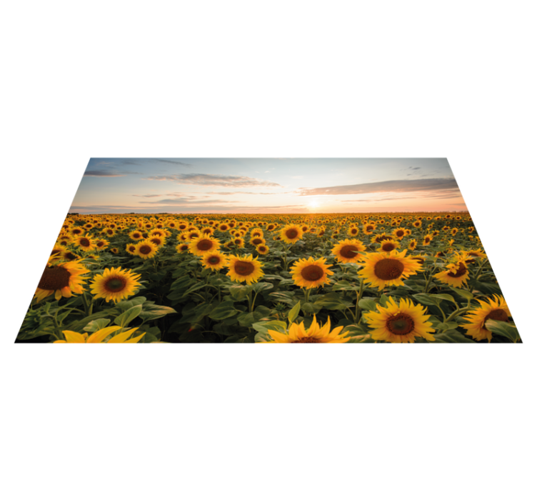 Tapis vinyle fleurs et plantes champ de tournesols serein - TenStickers