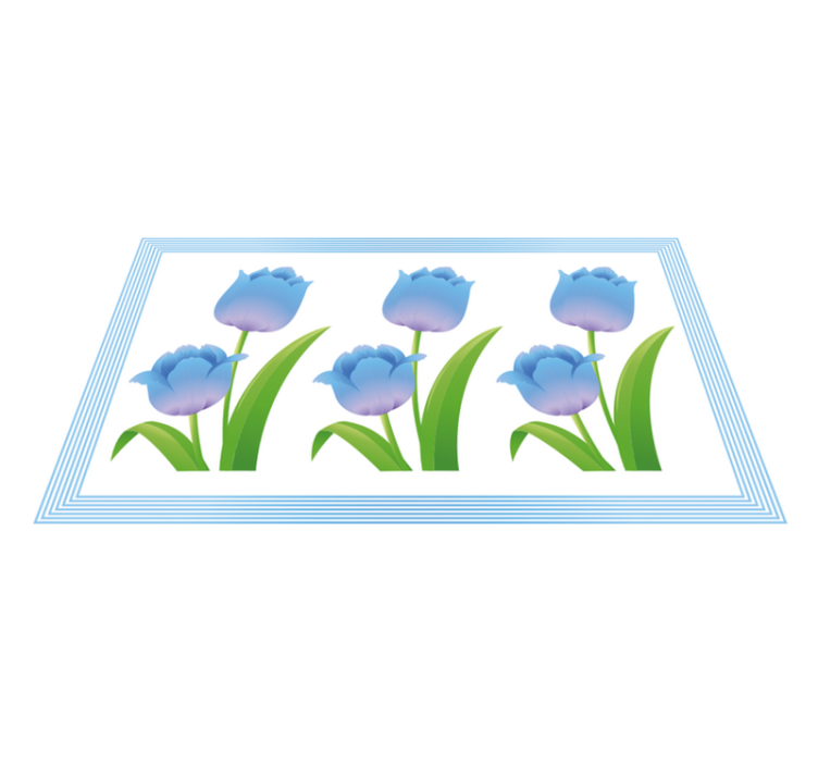 Tapis vinyle fleurs et plantes exposition de tulipes bleues - TenStickers