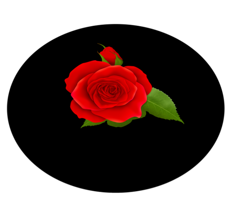 tapis vinyle rond Rose rouge sur fond noir - TenStickers