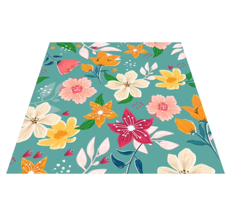 Tapis vinyle fleurs et plantes jeu de motifs floraux - TenStickers
