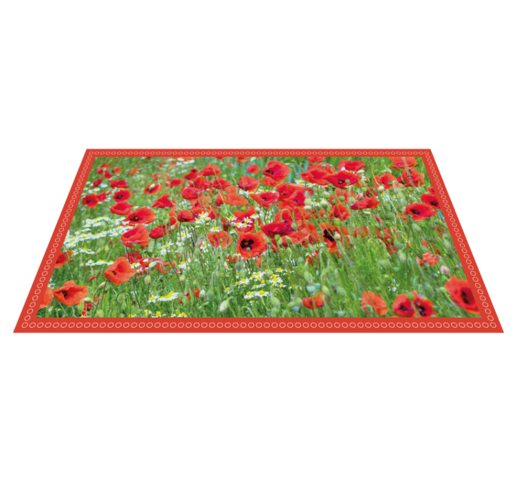 Tapis vinyle fleurs et plantes champ de coquelicots réaliste - TenStickers