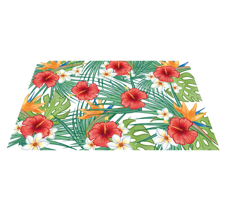 Tapis vinyle fleurs et plantes thème floral tropical - TenStickers