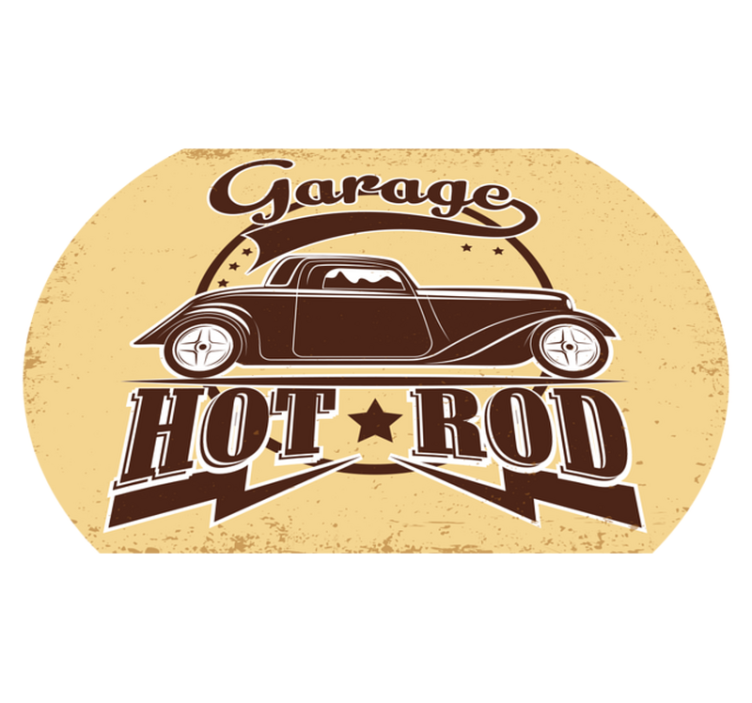 Tapis vinyle rétro hot rod de garage - TenStickers