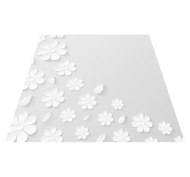 Tapis vinyle fleurs et plantes motif floral blanc - TenStickers