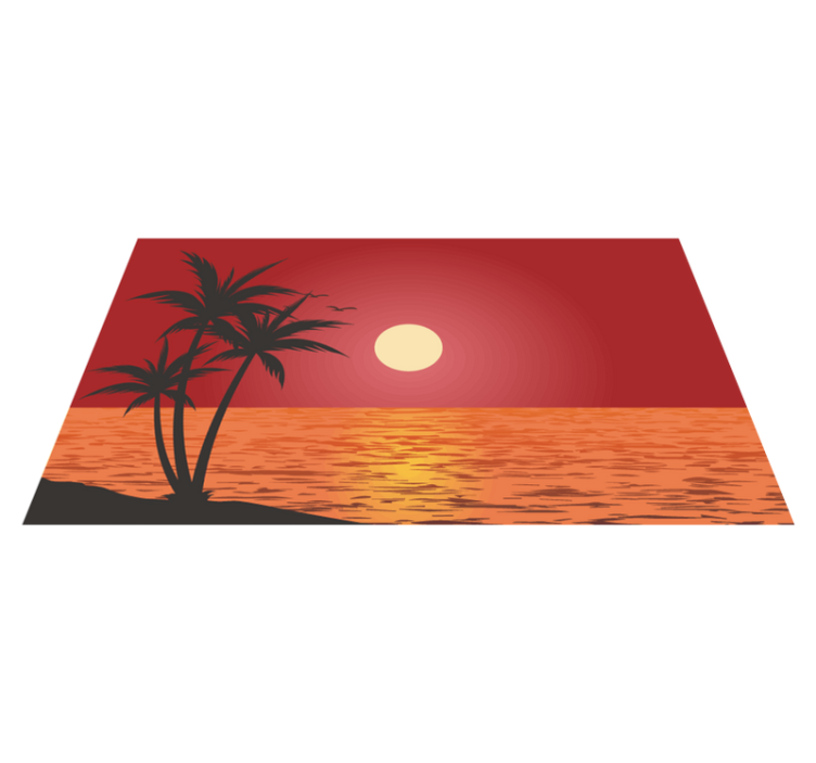 Tapis vinyle nature paysage tropical au coucher de soleil - TenStickers