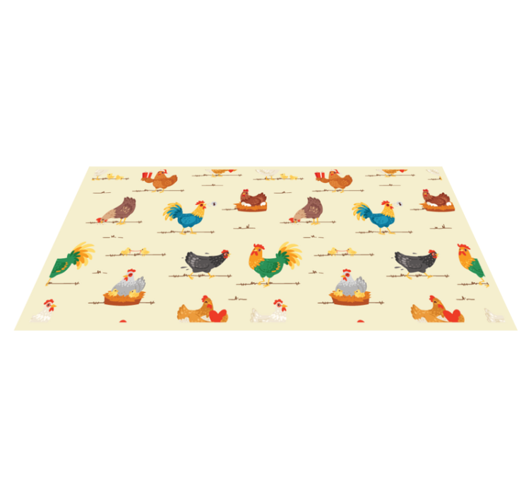 Tapis vinyle animal motifs de poulet colorés - TenStickers
