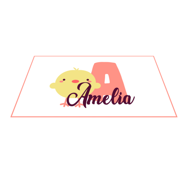 Tapis vinyle chambre bébé poussin avec nom et initiale - TenStickers