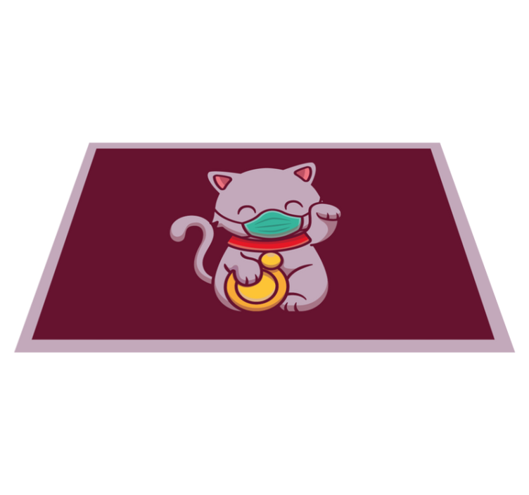 Tapis vinyle animal chat portant un masque - TenStickers