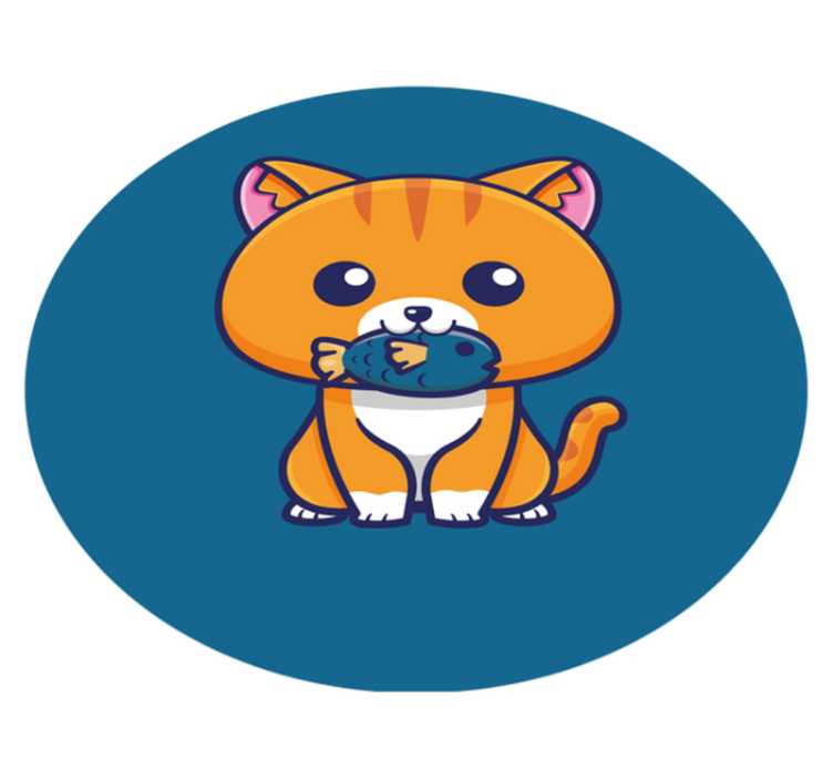 Tapis vinyle animal cercle félin de dessin animé - TenStickers