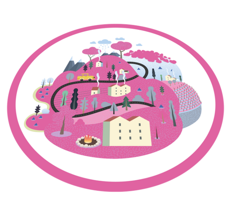 Tapis vinyle autouroute scène de village colorée - TenStickers