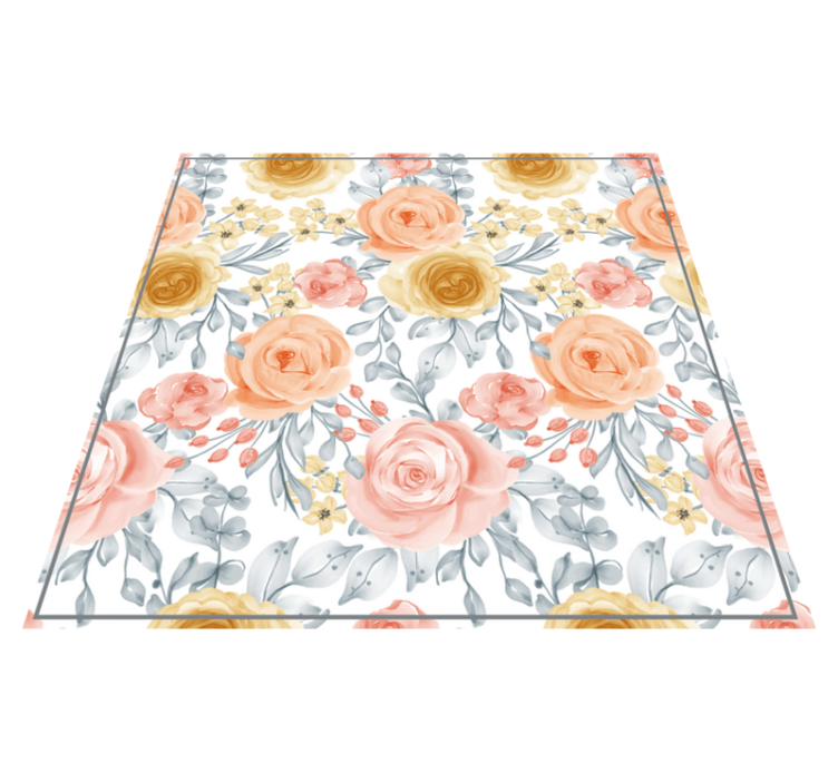 Tapis vinyle fleurs et plantes nuances de rose - TenStickers