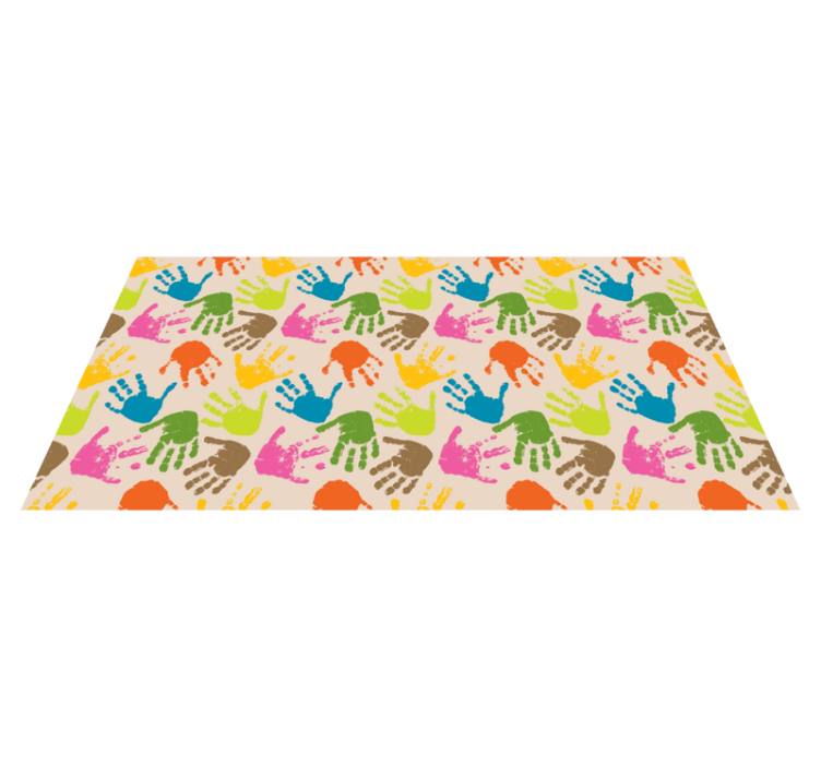 Tapis vinyle pour enfants empreintes de mains colorées - TenStickers