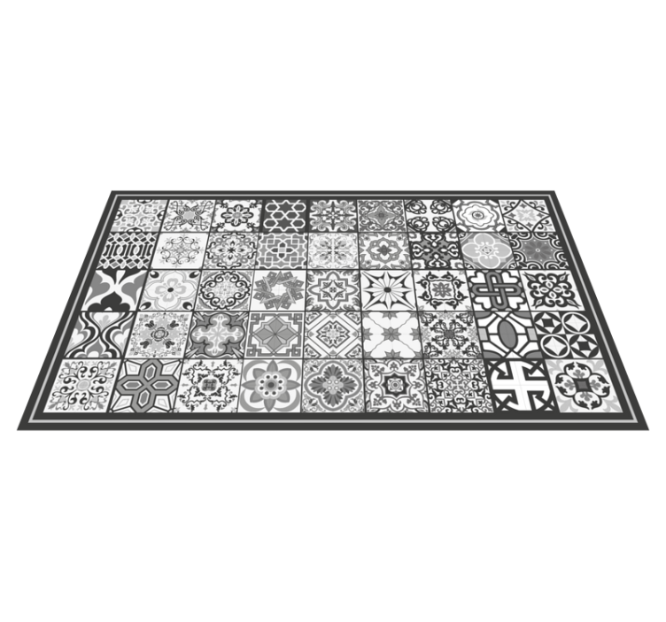 Tapis vinyle salle de bain motif de carreaux gris - TenStickers
