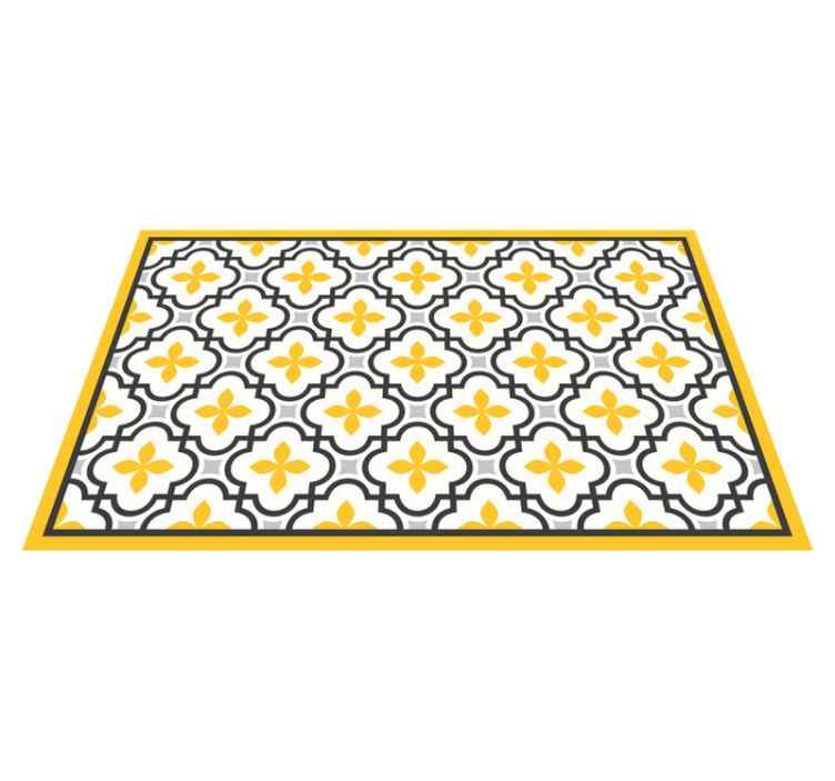 Tapis vinyle carreaux de ciment motif floral jaune - TenStickers