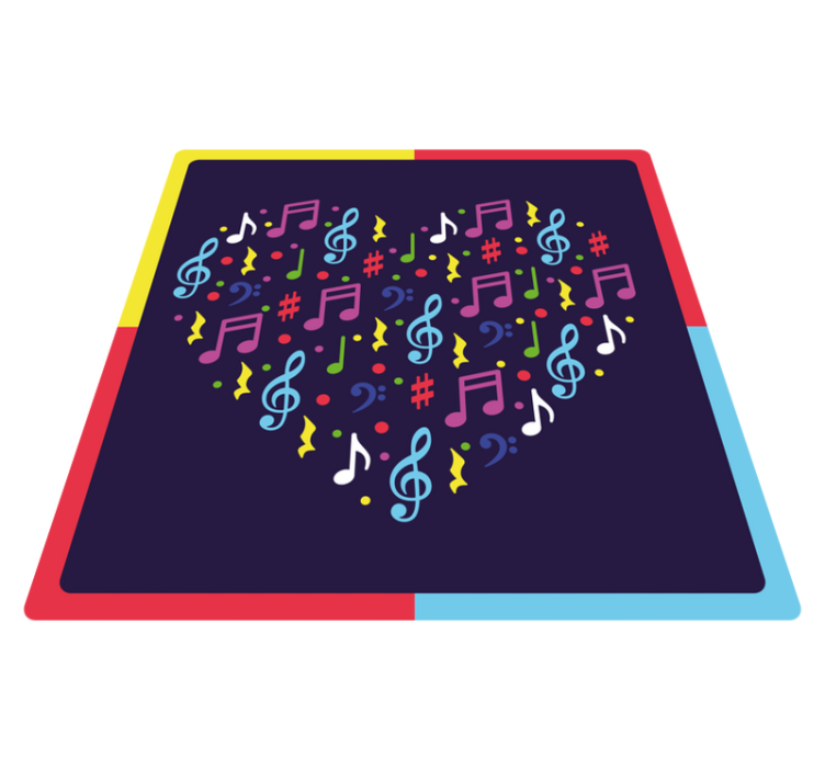 Tapis vinyle ado notes de musique coeur - TenStickers