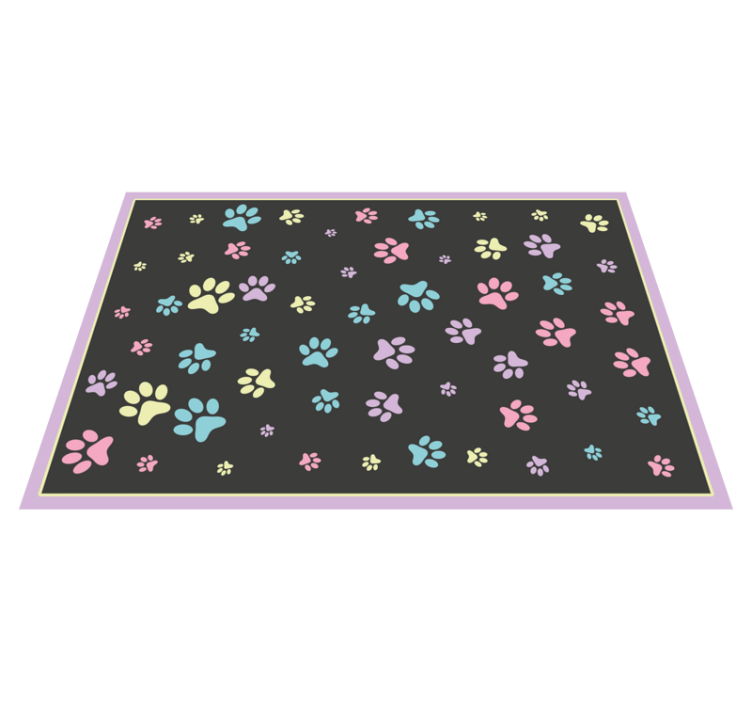 Tapis vinyle animal empreintes de pattes colorées - TenStickers
