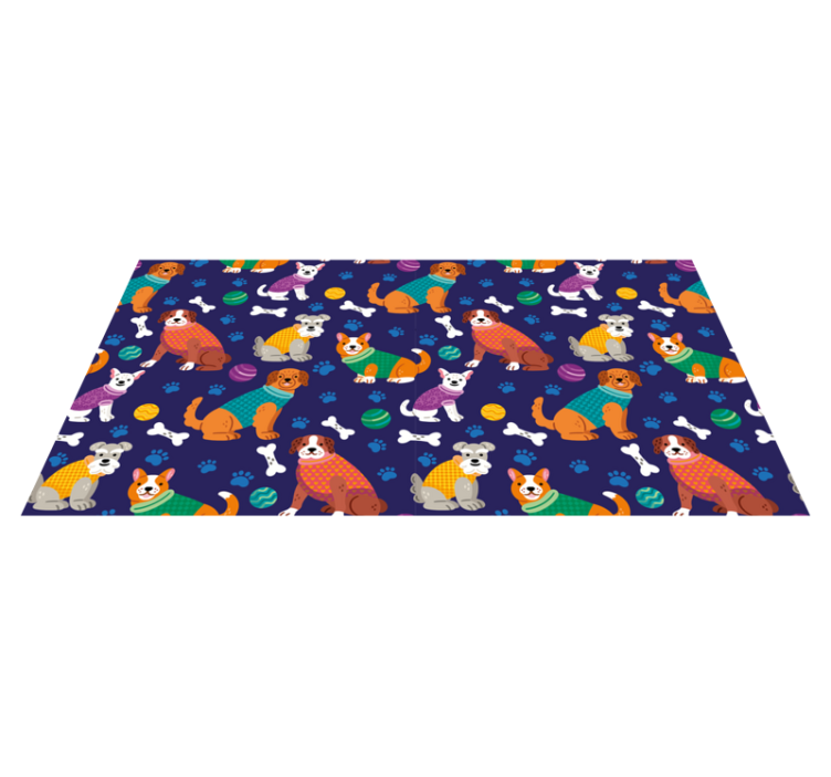Tapis vinyle autres tapis chiots habillés de couleurs vives - TenStickers