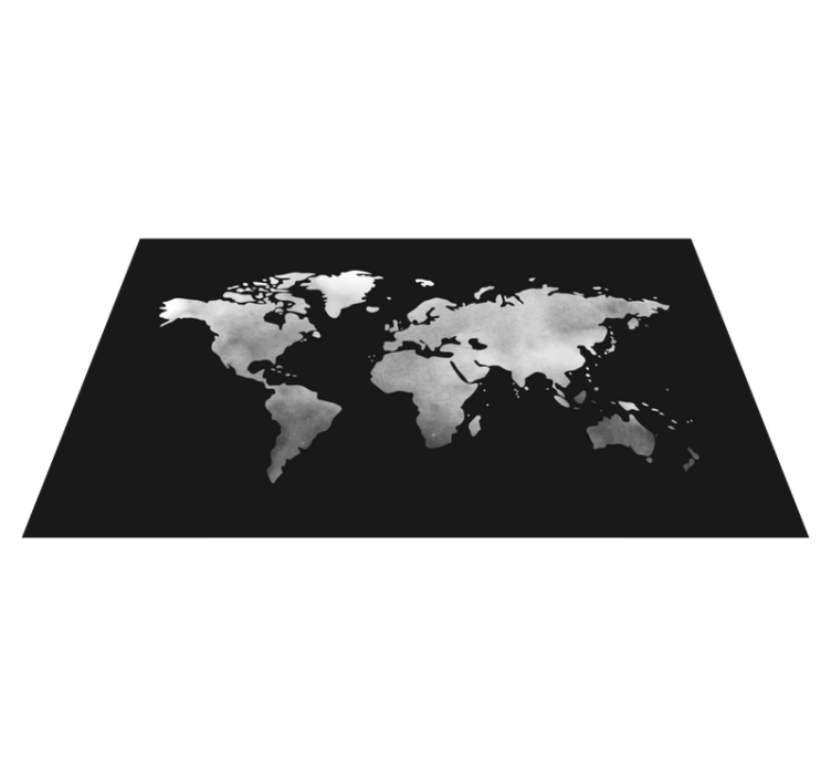 Tapis vinyle carte du monde effet métal gris - TenStickers