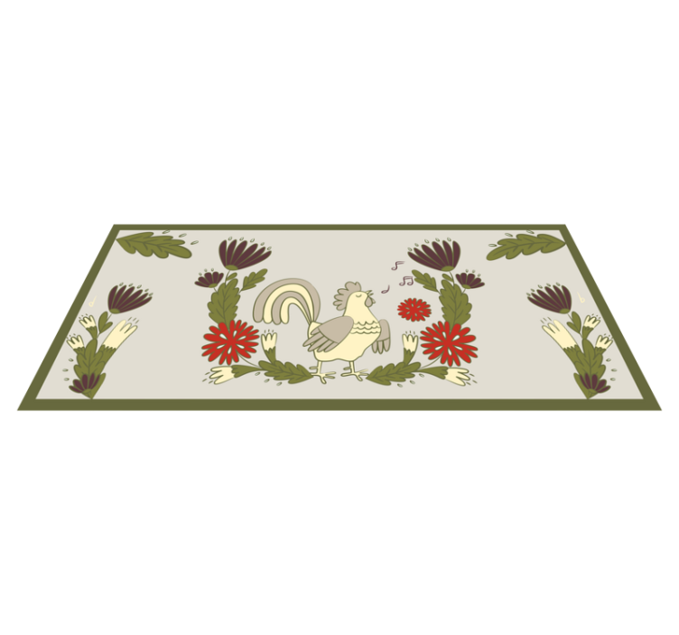 Tapis vinyle animal charmant coq fleuri - TenStickers