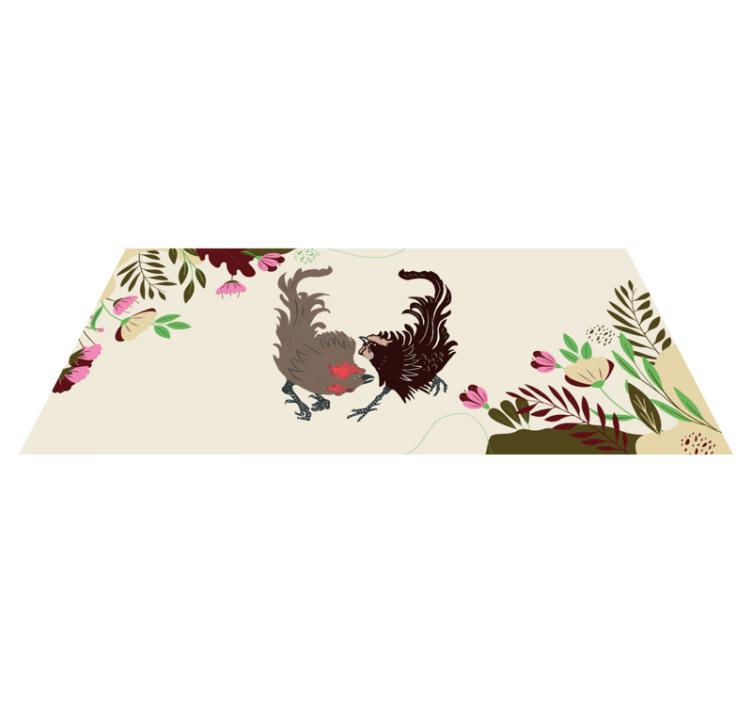 Tapis vinyle animal scène florale de pigeons - TenStickers