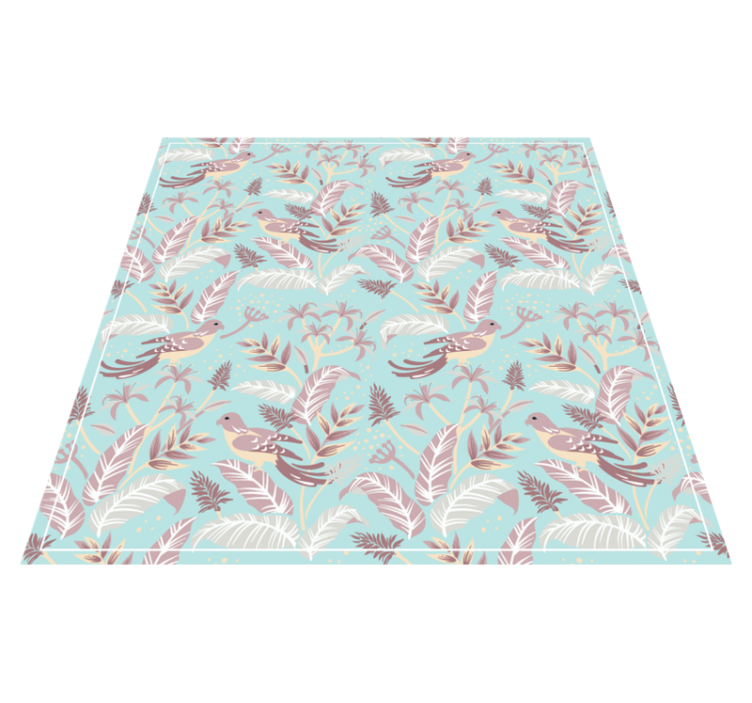 Tapis vinyle fleurs et plantes motif botanique aviaire - TenStickers
