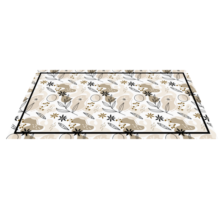 Tapis vinyle fleurs et plantes éléments de feuillage beige - TenStickers